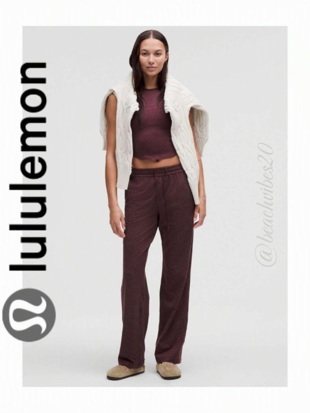 LULULEMON ATHLETICA Softy Suedey Crewneck Cropped Tank Top Garnet/Garnet LL-158